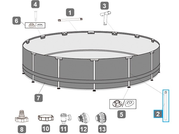 Bestway® Ersatzteil Vertikales Poolbein (braun) für Power Steel™ Pool 488/549 x 122 cm (2022), rund