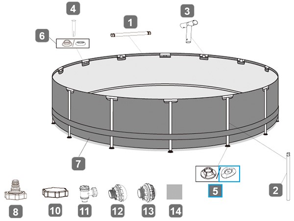 Bestway® Spare Part Leg cap set (grey / 4 pieces) for various Steel Pro MAX™ pools, round Bestway® Spare Part Leg cap set (grey / 4 pieces) for various Steel Pro MAX™ pools, round