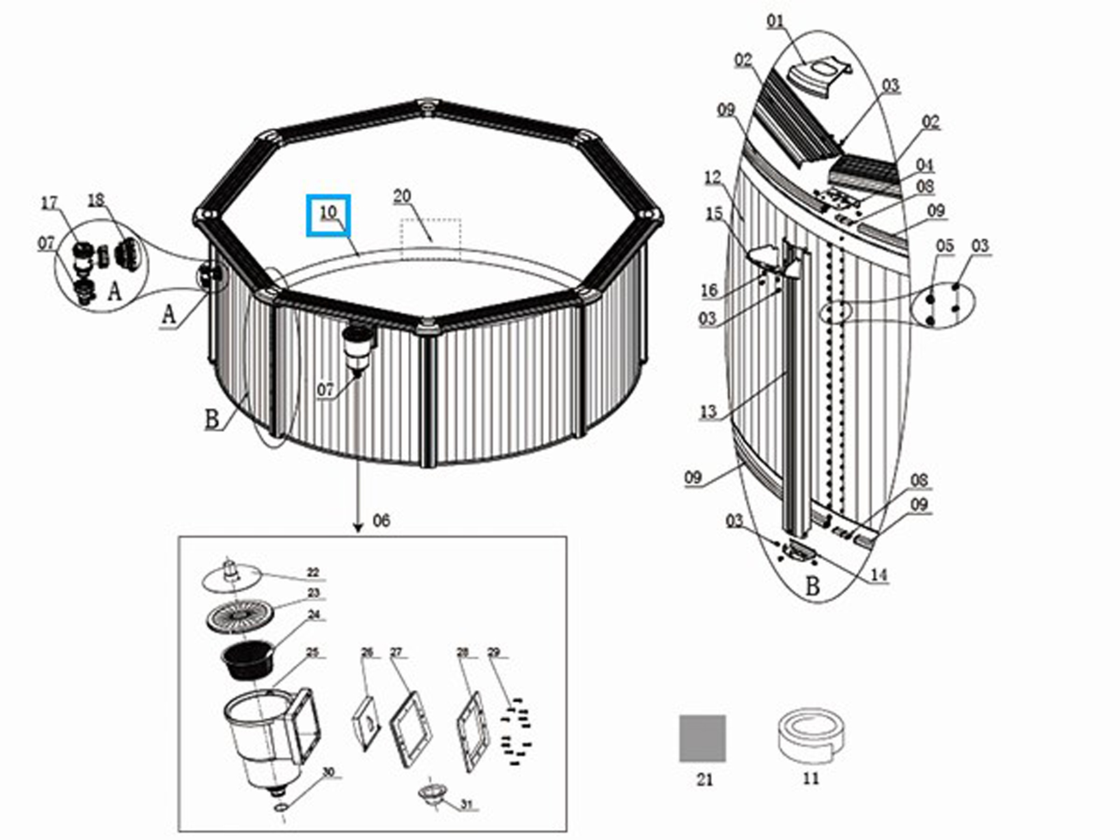 Bestway® Spare Part Hydrium 10' x 48"/3.0m x 1.20m pool liner Bestway® Spare Part Hydrium 10' x 48"/3.0m x 1.20m pool liner