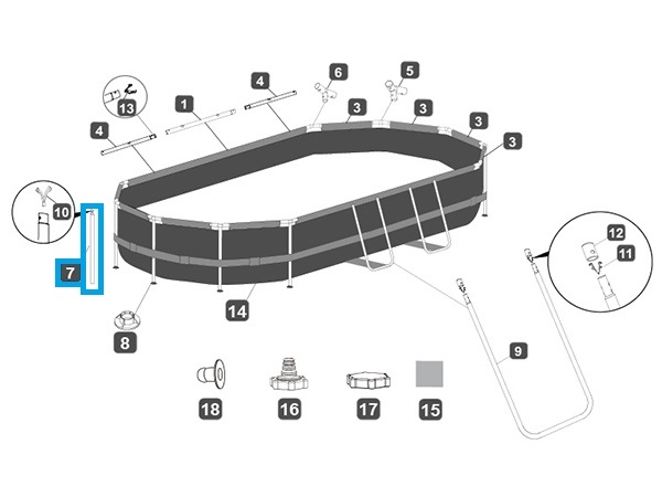 Bestway® Spare Part Vertical pool Leg for Power Steel frame pool 427cm x 250cm x 100cm, oval Bestway® Spare Part Vertical pool Leg for Power Steel frame pool 427cm x 250cm x 100cm, oval
