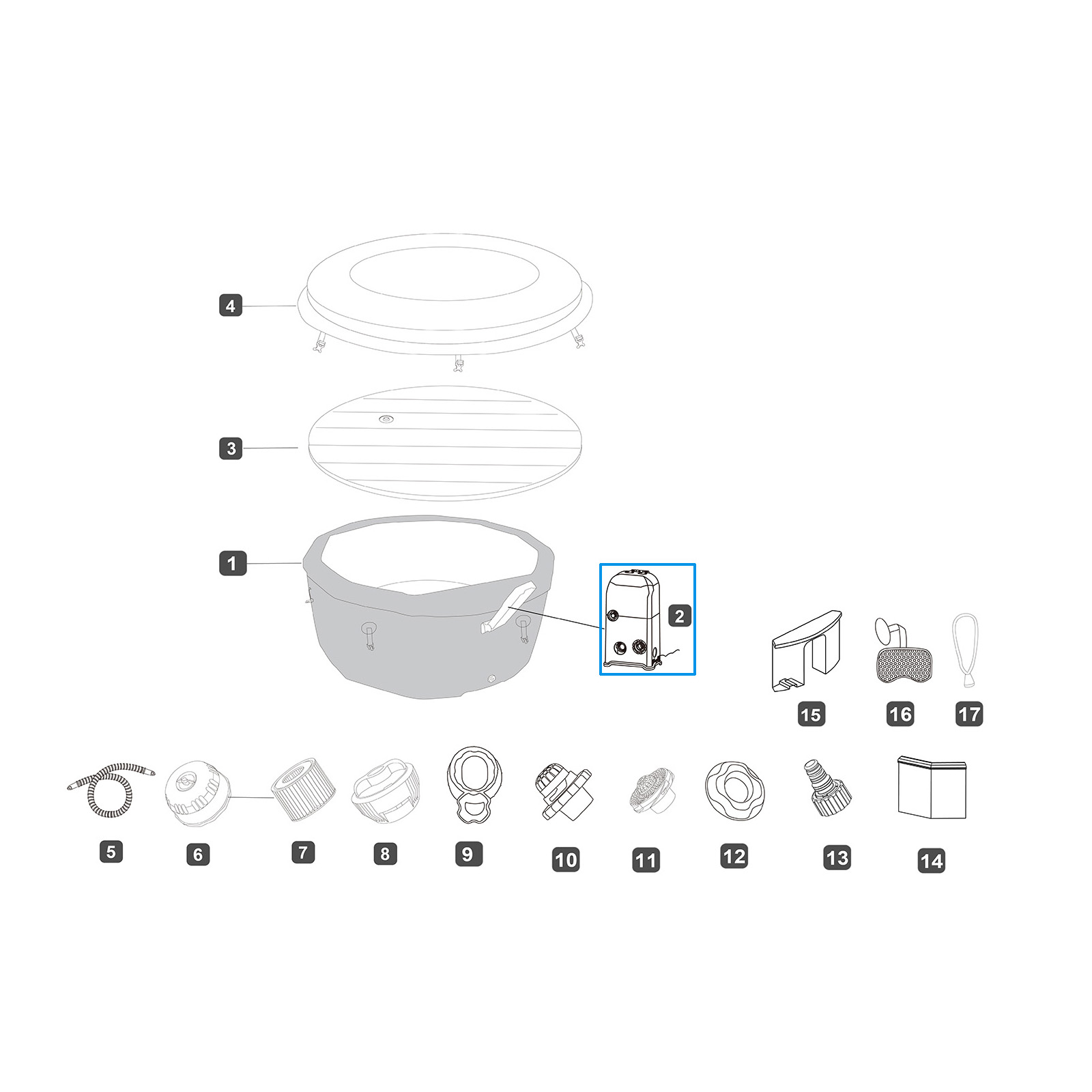 Bestway® Ersatzteil AirJet™ Pumpe (grau/WiFi-EU) für ausgewählte LAY-Z-SPA® AirJet™ UltraFit™Whirlpools