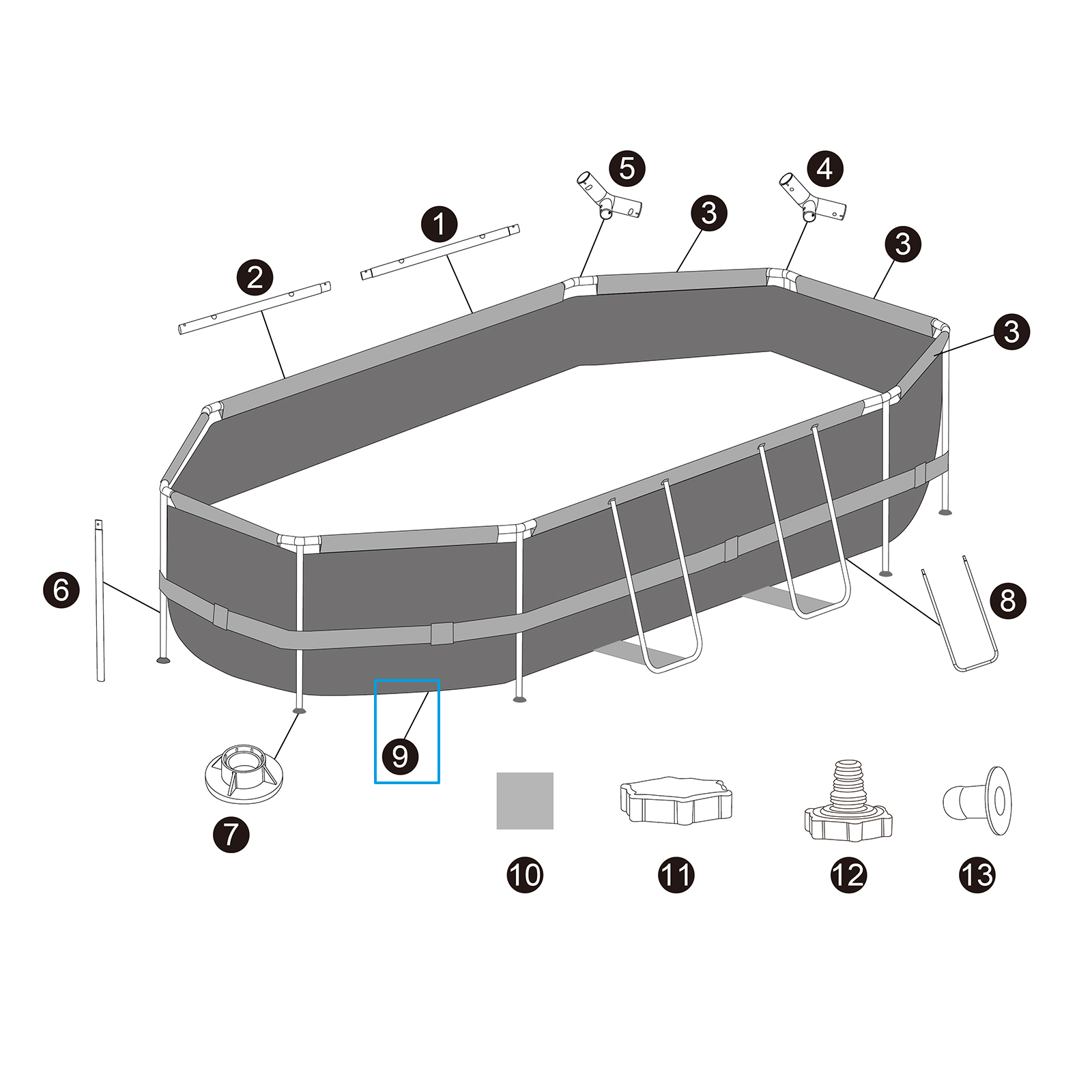 Bestway® Spare Part Pool liner (grey) for Steel Pro MAX™ pool 305 x 200 x 84 cm, oval