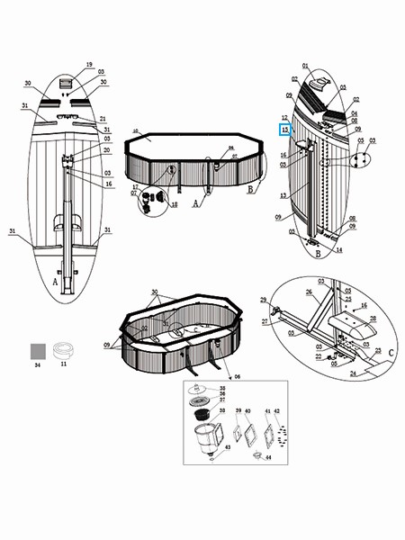 Bestway® Spare Part Bottom joint protector (white) for Hydrium™ steel wall pools