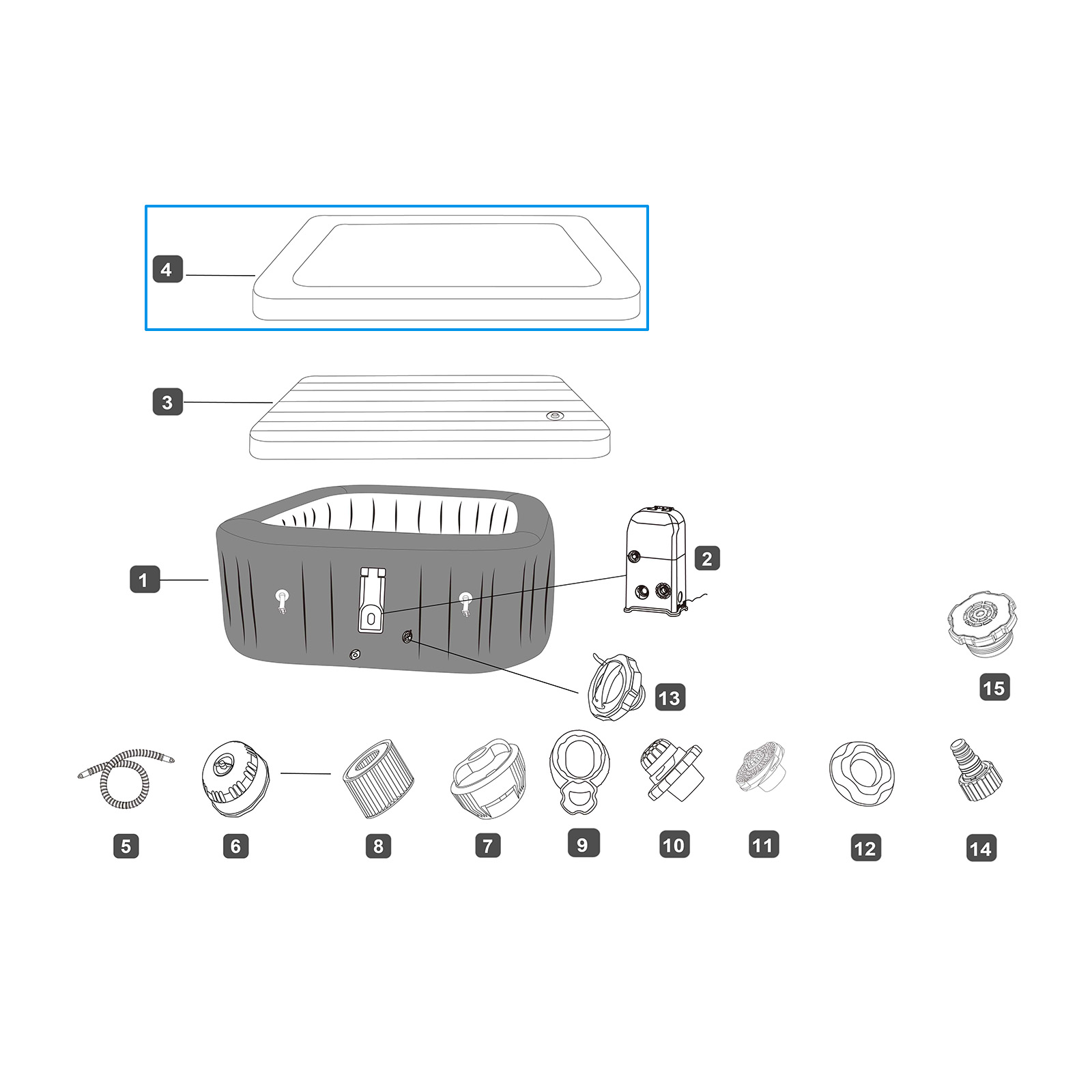 Bestway® Ersatzteil Kunstleder-Abdeckung (blau) für LAY-Z-SPA® Hawaii Smart AirJet™ Energiespar-Whirlpool