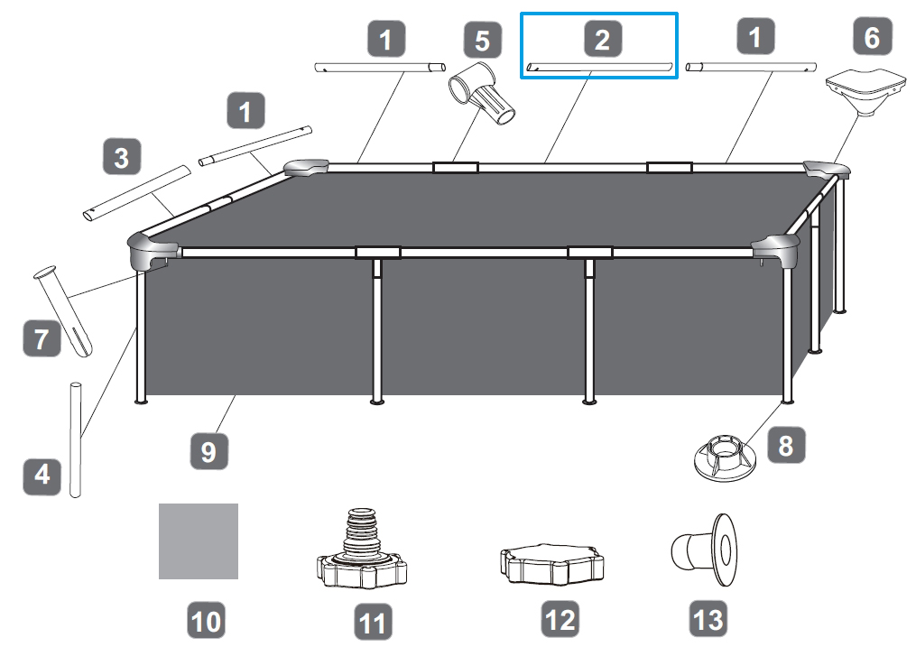 Bestway® Spare Part Top rail B (white) for various Steel Pro™ frame pools, angular Bestway® Spare Part Top rail B (white) for various Steel Pro™ frame pools, angular