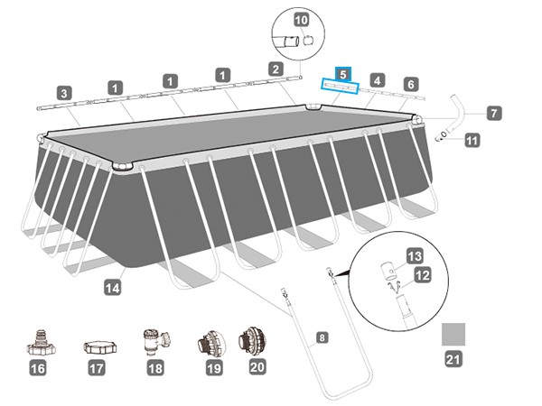 Bestway® Spare Part Top rail E (grey) for various Power Steel™ pools 671/732 x 366 x 132 cm, angular Bestway® Spare Part Top rail E (grey) for various Power Steel™ pools 671/732 x 366 x 132 cm, angular
