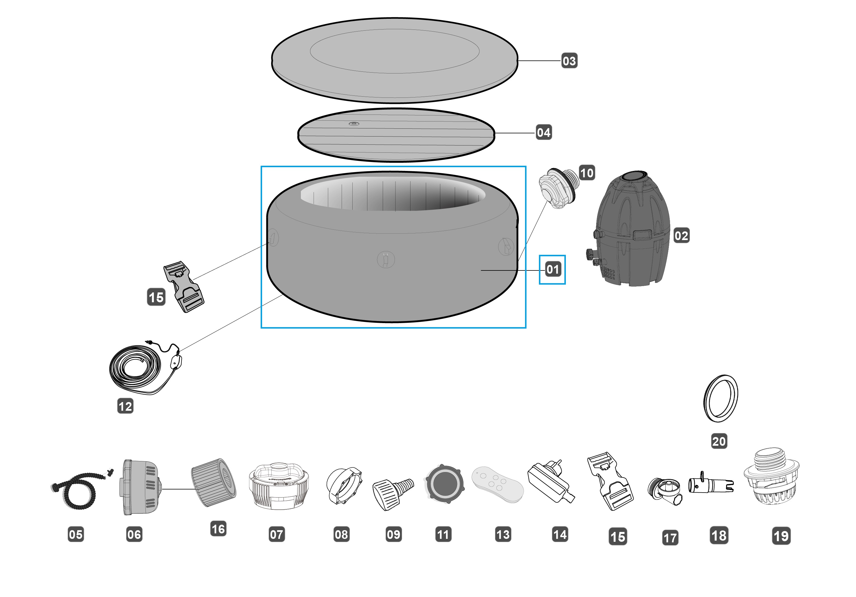 Bestway® Spare Part Liner for Lay-Z-Spa™ Bali AirJet™ 180cm x 66cm