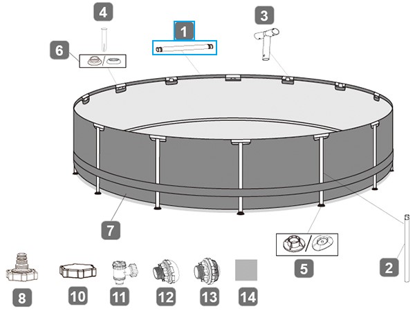 Bestway® Spare Part Top rail (grey) for Power Steel™ pools Ø 610 x 122 cm, round