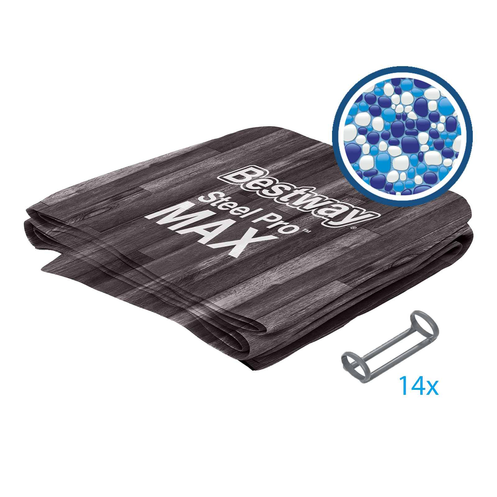 Ersatzteil Poolfolie für Steel Pro MAX 427x107cm, rund - inklusive Kunststoffring-Set