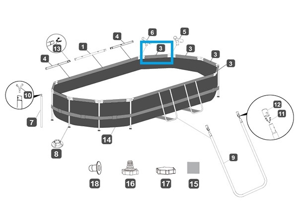 Bestway® Spare Part Top rail C (brown) for Power Steel™ Swim Vista pool 427 x 250 x 100 cm Bestway® Spare Part Top rail C (brown) for Power Steel™ Swim Vista pool 427 x 250 x 100 cm