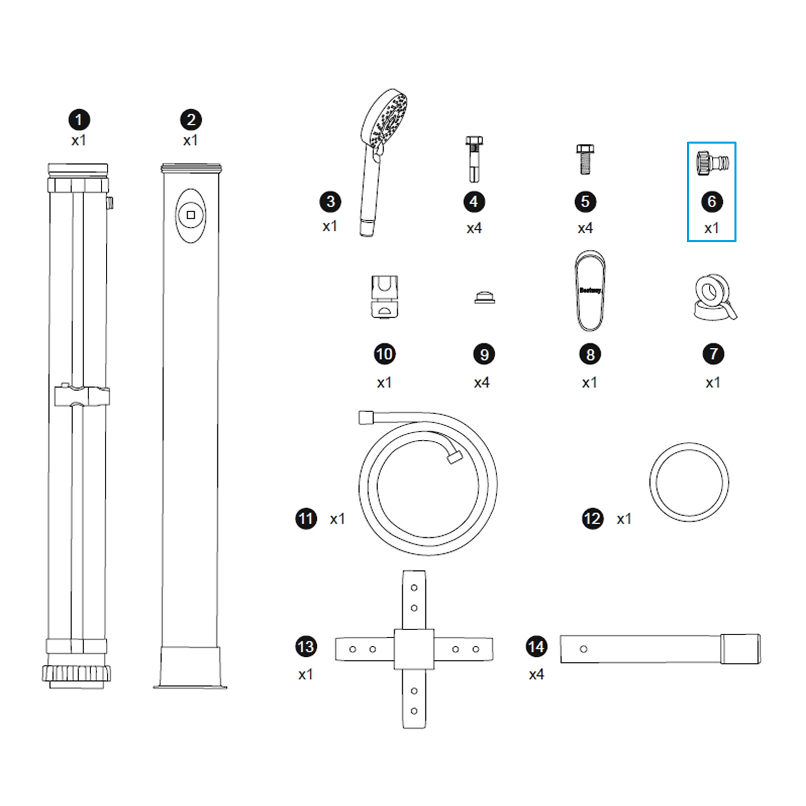 Bestway® Spare Part Hose connectors (set) for Solar Flow Outdoor Shower Bestway® Spare Part Hose connectors (set) for Solar Flow Outdoor Shower