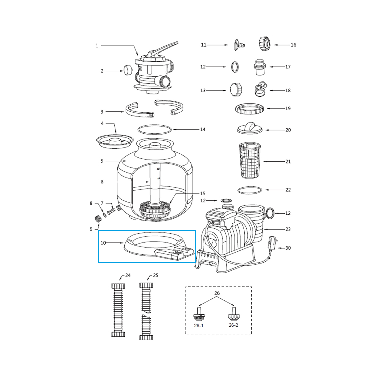 Bestway® Spare Part Tank base (grey) for Flowclear™ sand filter units (58486 | GS)