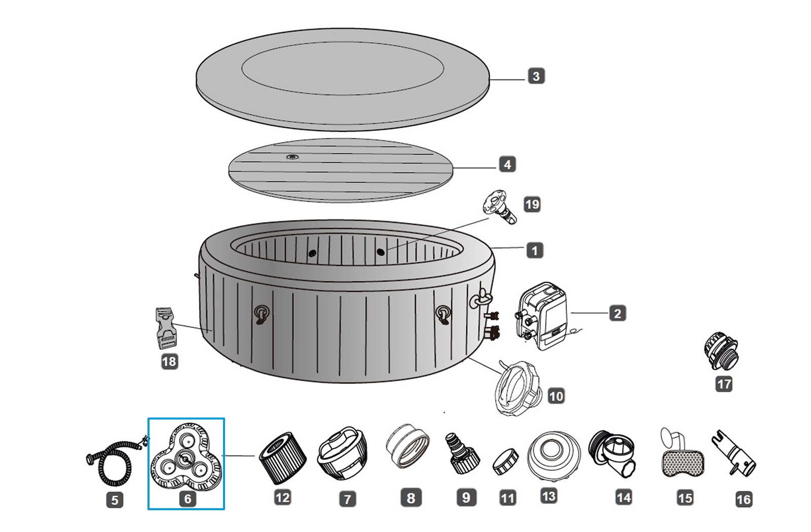 Bestway® Spare Part Filter set (cartridge not included) for LAY-Z-SPA® Dominica & Cabo HydroJet™ (2023) Bestway® Spare Part Filter set (cartridge not included) for LAY-Z-SPA® Dominica & Cabo HydroJet™ (2023)
