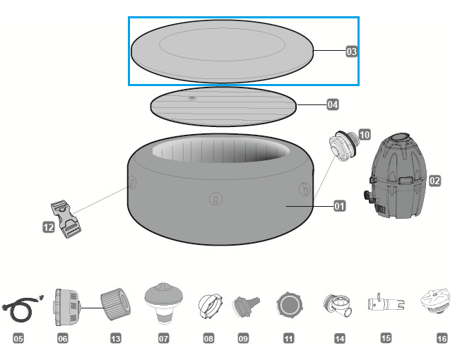 Bestway® Spare Part Leatherroid Cover for Lay-Z-Spa™ Tahiti AirJet™ whirlpool Ø 180 x 66 cm