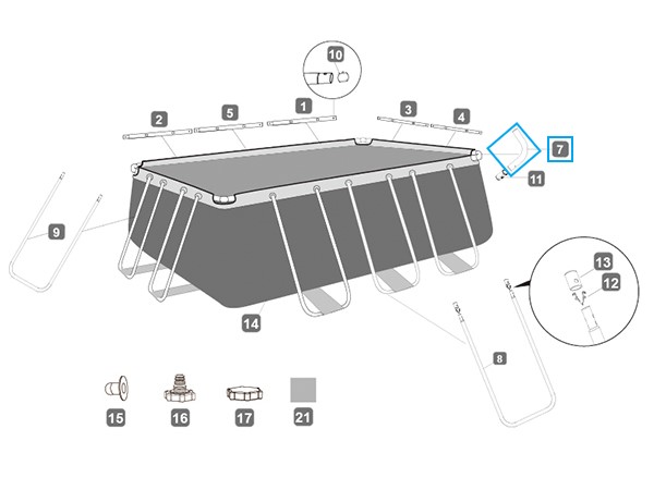 Bestway® Spare Part C-connector (grey) for various Power Steel™ frame pools, angular Bestway® Spare Part C-connector (grey) for various Power Steel™ frame pools, angular