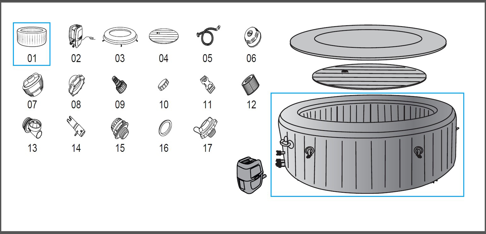 Bestway® Spare Part Liner (brown) for LAY-Z-SPA® St.Moritz AirJet™ Whirlpool Ø 216x71 cm