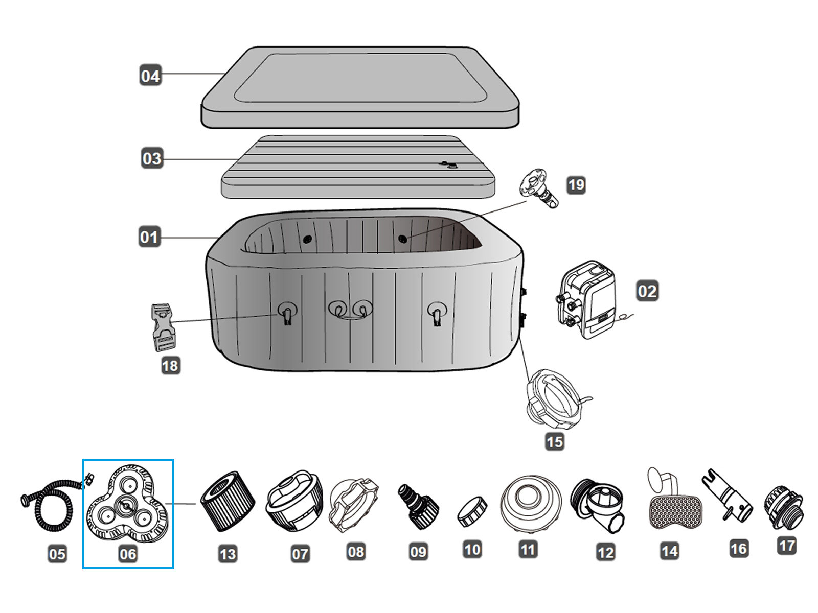 Bestway® Spare Part Filter set (cartridge not included) for LAY-Z-SPA® Dominica & Cabo HydroJet™ (2023) Bestway® Spare Part Filter set (cartridge not included) for LAY-Z-SPA® Dominica & Cabo HydroJet™ (2023)