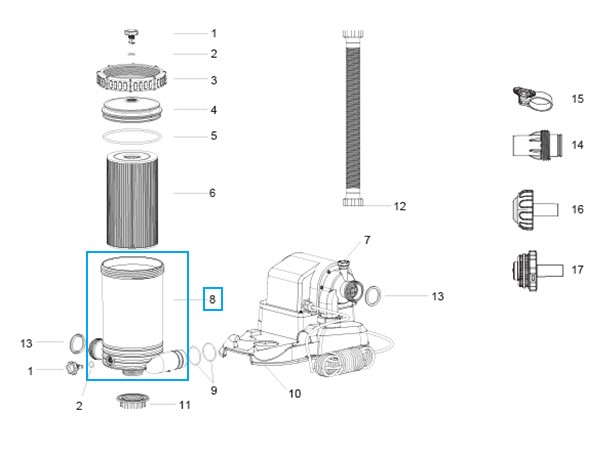 Bestway® Spare Part Filter barrel (white) for Flowclear™ filter unit  (58391) Bestway® Spare Part Filter barrel (white) for Flowclear™ filter unit  (58391)