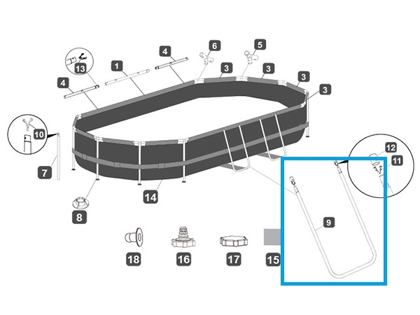 Bestway® Spare Part U-Shaped beam (brown) for Power Steel™ Swim Vista pool 427 x 250 x 100 cm, oval