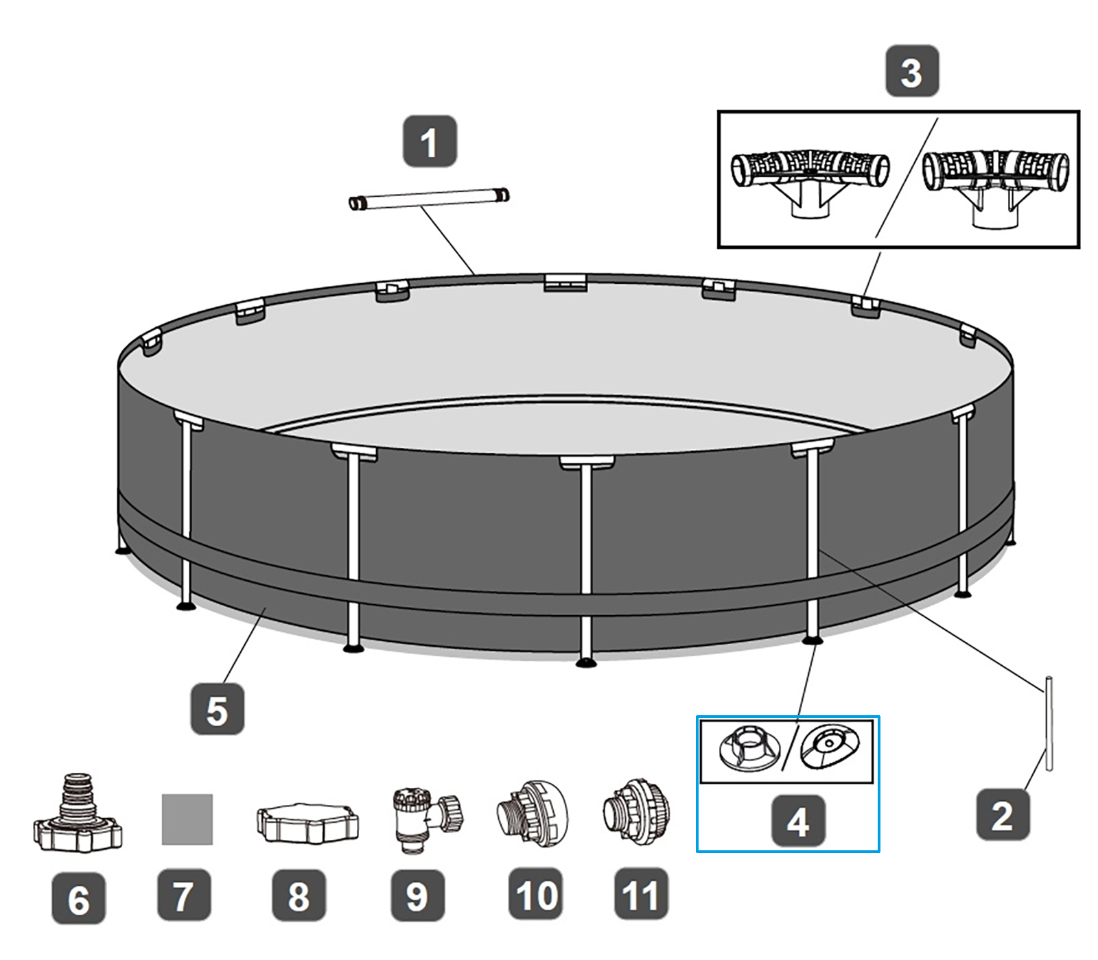 Bestway® Spare Part Footing (lightgray) for Steel Pro MAX™ frame pool Ø 549 x 132 cm, round