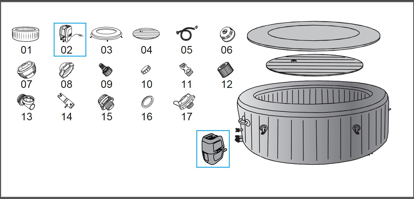 Bestway® Spare Part Pump (grey / app control) for LAY-Z-SPA® AirJet™ whirlpools (from 2021 | NO)
