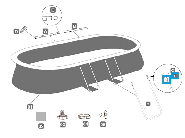 Bestway® Spare Part Spring pin (white) for Steel Pro™ pool 610 x 366 x 122 cm (14451 | 2018), oval