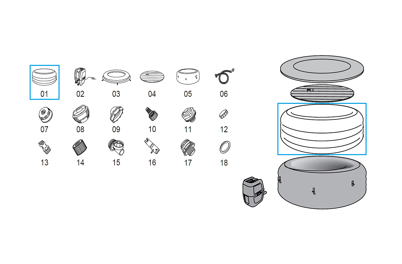 Bestway® Spare Part Liner (white) for LAY-Z-SPA® Vegas AirJet™ Whirlpool 196 x 61 cm (2023)
