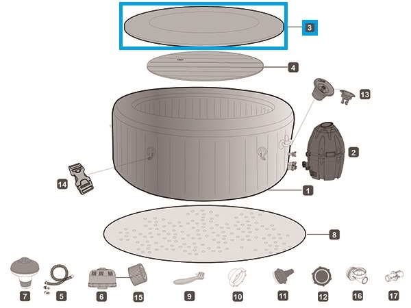 Bestway® Spare Part Leatherroid cover rattan optics (grey) for LAY-Z-SPA® Honolulu AirJet™ 196 x 71 cm