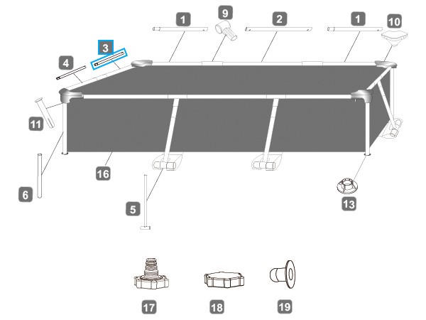 Bestway® Spare Part Top rail C (white) for Steel Pro™ frame pool 259 x 170 x 61 cm, angular Bestway® Spare Part Top rail C (white) for Steel Pro™ frame pool 259 x 170 x 61 cm, angular