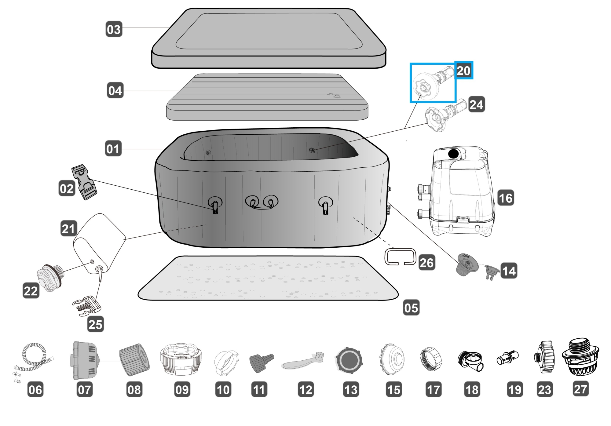 Bestway® Spare Part Water powered LED light ColorJet for various LAY-Z-SPA® HydroJet Pro™ whirlpools Bestway® Spare Part Water powered LED light ColorJet for various LAY-Z-SPA® HydroJet Pro™ whirlpools