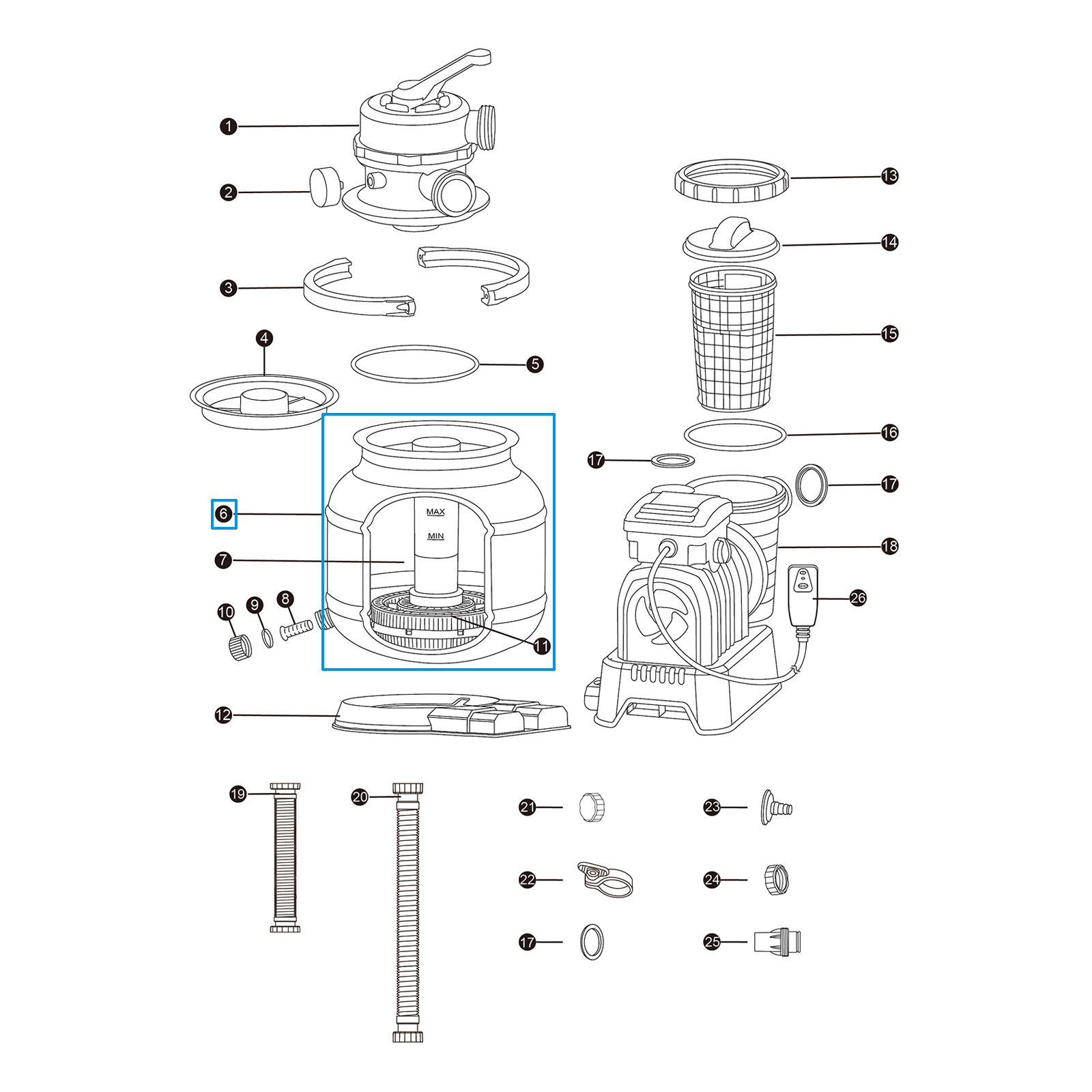 Bestway® Spare Part Tank (grey) for various sand filter unit (58497 / 58498 | except GS)