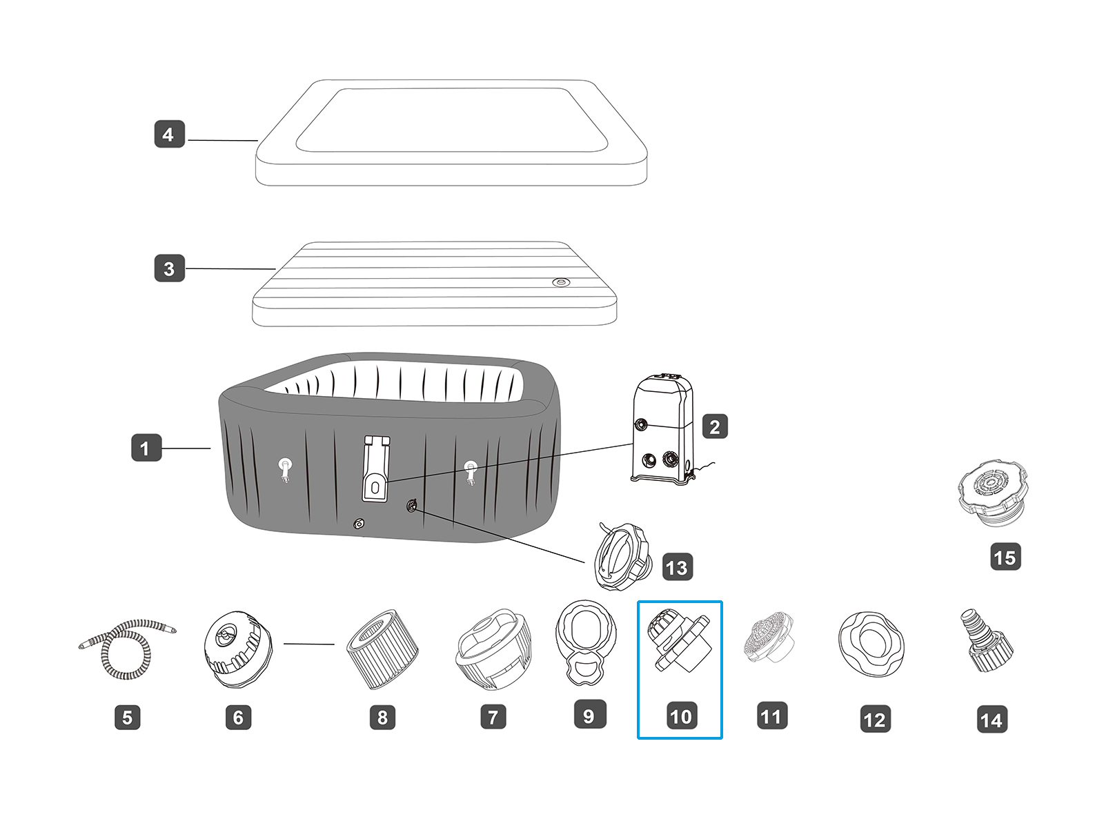 Bestway® Ersatzteil Wasser -  Einlasssieb (grau) für LAY-Z-SPA® UltraFit™ Whirlpools (ab 2024)