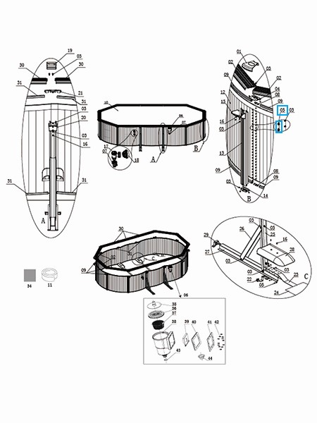 Bestway® Spare Part M6 cap nut set (10 pieces) for for all Hydrium™ steel wall pools