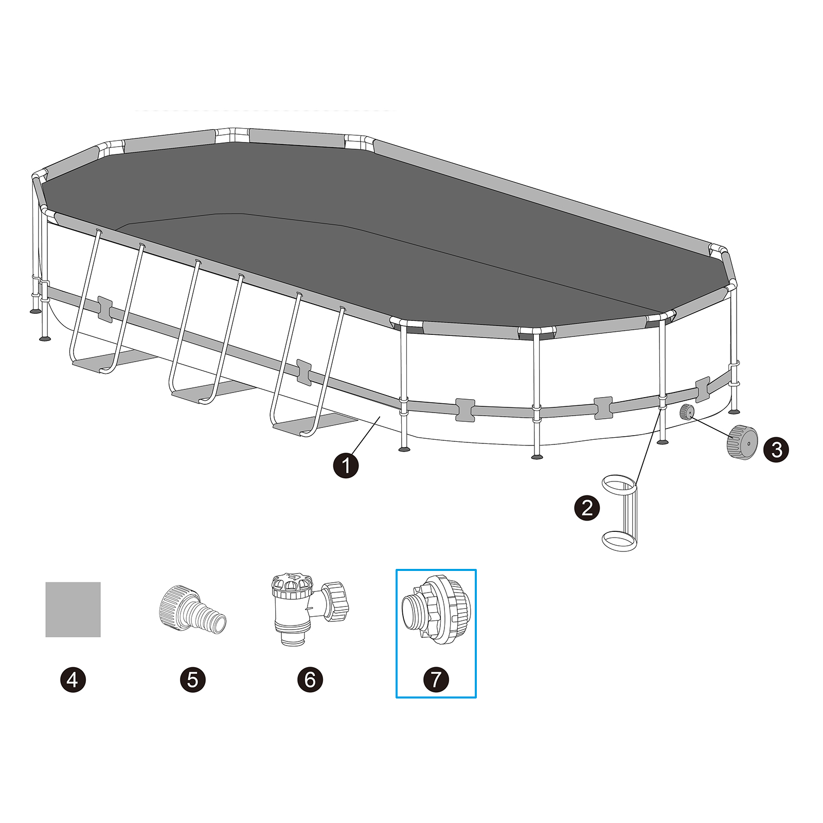 Bestway® Ersatzteil Poolein- & Auslass-Sieböffnung (grau / Ø 32 mm) für Pools