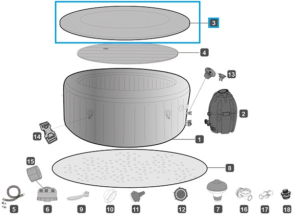 Bestway® Spare Part Lay-Z-Spa 85" x 28"/216cm x 71cm St.Moritz Top Leatheroid Cover