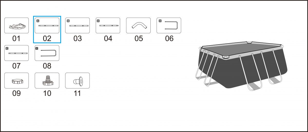 Bestway® Spare Part Top rail A (grey) for various Power Steel™ frame pools, angular Bestway® Spare Part Top rail A (grey) for various Power Steel™ frame pools, angular