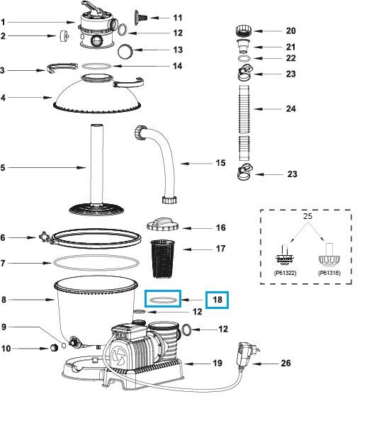 Bestway® Spare Part Strainer gasket for Flowclear™ sand filter unit (exept 2.006 / 3.028 l/h)