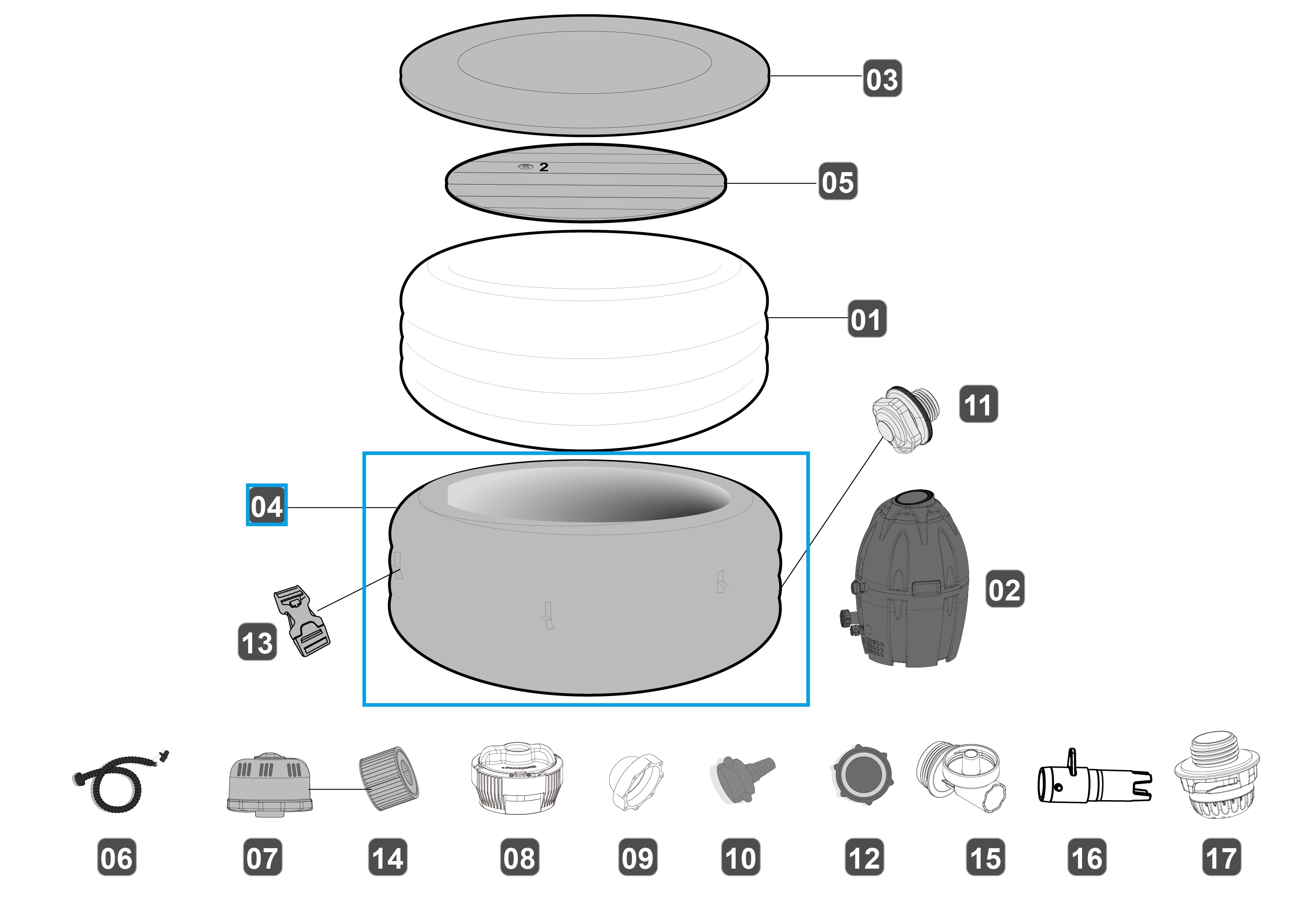 Bestway® Spare Part Bottom Leatheroid Cover for Lay-Z-Spa™ Vegas AirJet™ Plus 196cm x 61cm
