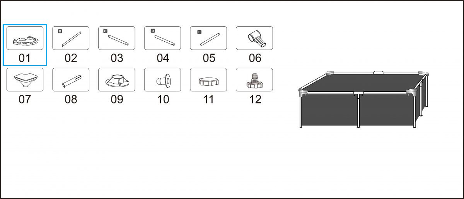 Bestway® Spare Part Pool liner (blue) for Steel Pro™ pool 221 x 150 x 43 cm cm, angular Bestway® Spare Part Pool liner (blue) for Steel Pro™ pool 221 x 150 x 43 cm cm, angular