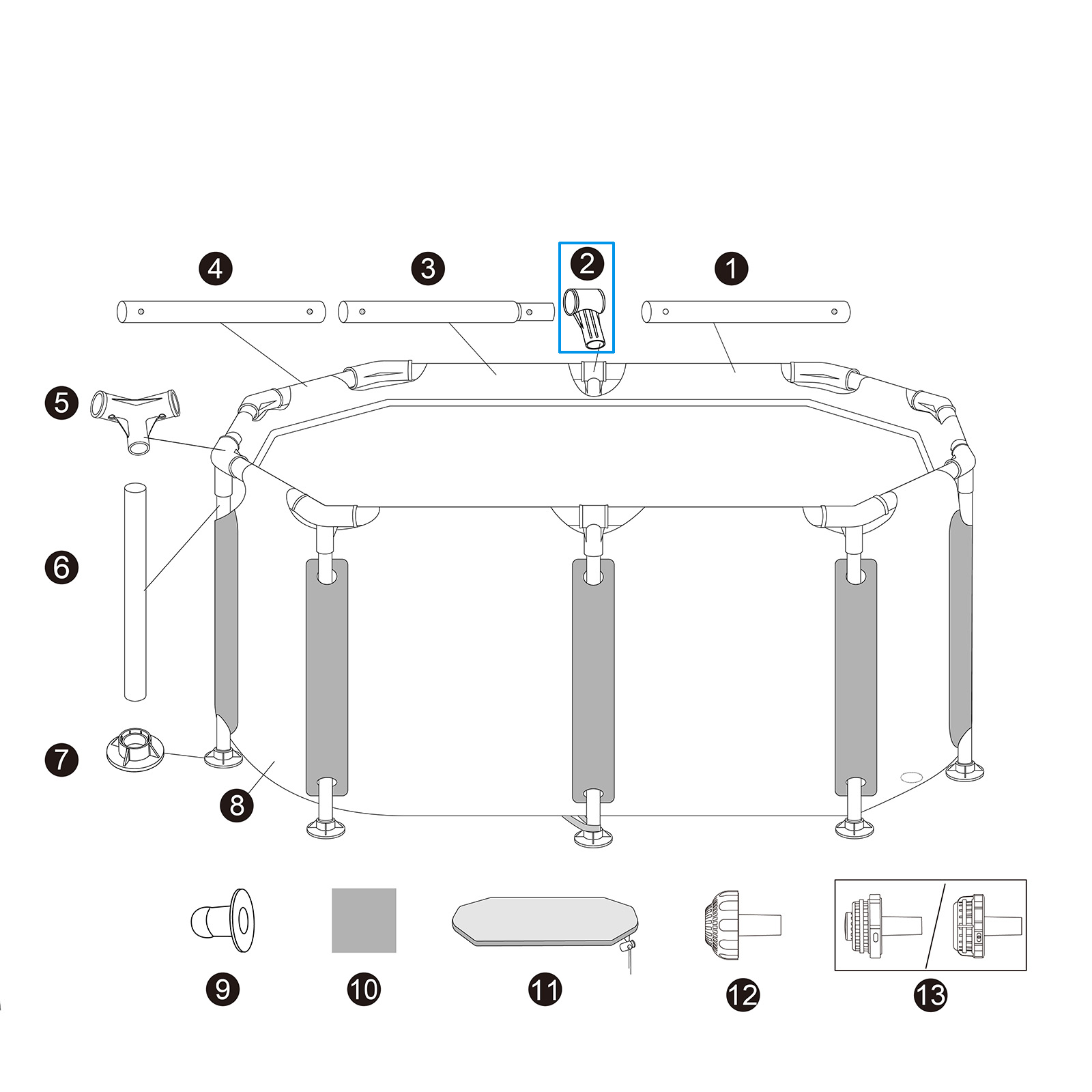 Bestway® Ersatzteil T-Verbinder für Bestway® LAY-Z-SPA® Eisbad Glacial Dip™ 150x90x65cm