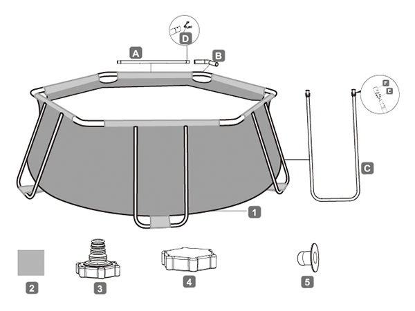Bestway® Spare Part U-Support End Cap for 16' Power Steel & 113"/159"/162" Rectangular steel frame pool (4 pieces)