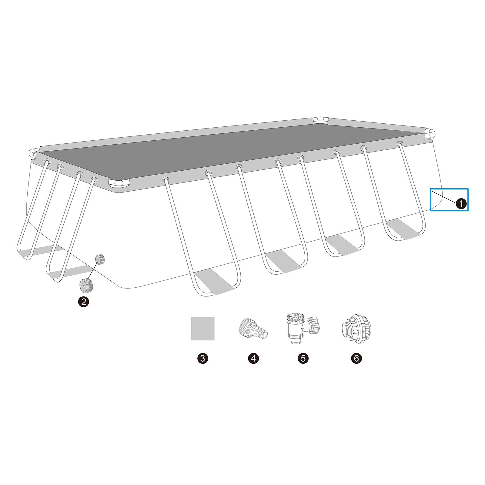 Bestway® Ersatzteil Poolfolie (grau) für Steel Pro MAX™ Pool 549 x 274 x 122 cm, eckig