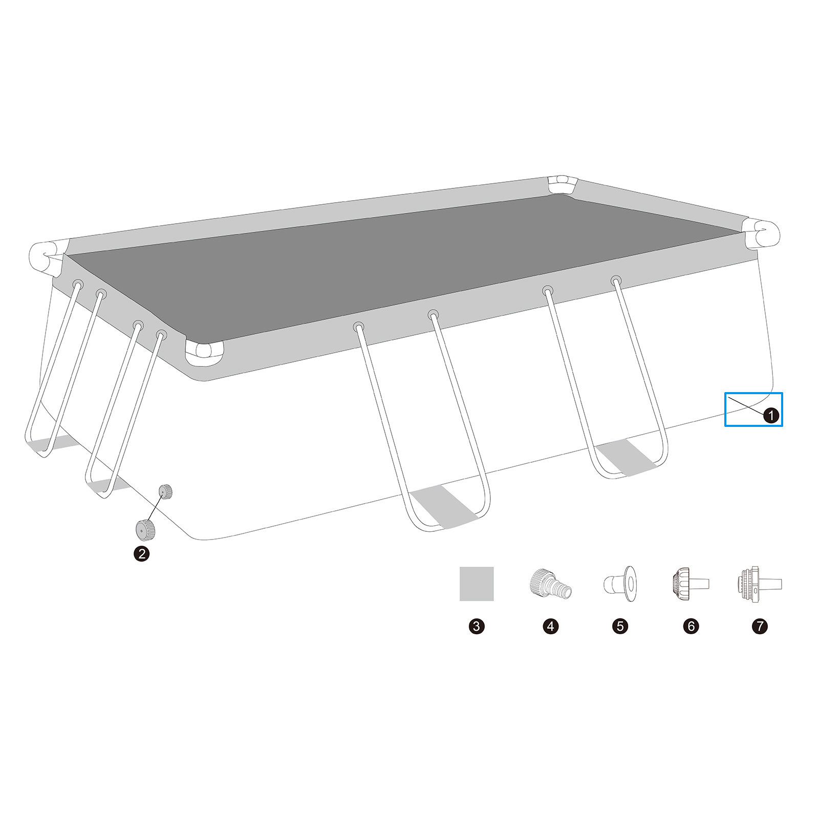 Bestway® Ersatzteil Poolfolie (dunkelgrau) für Steel Pro MAX™ Frame Pool 282 x 196 x 84 cm, eckig