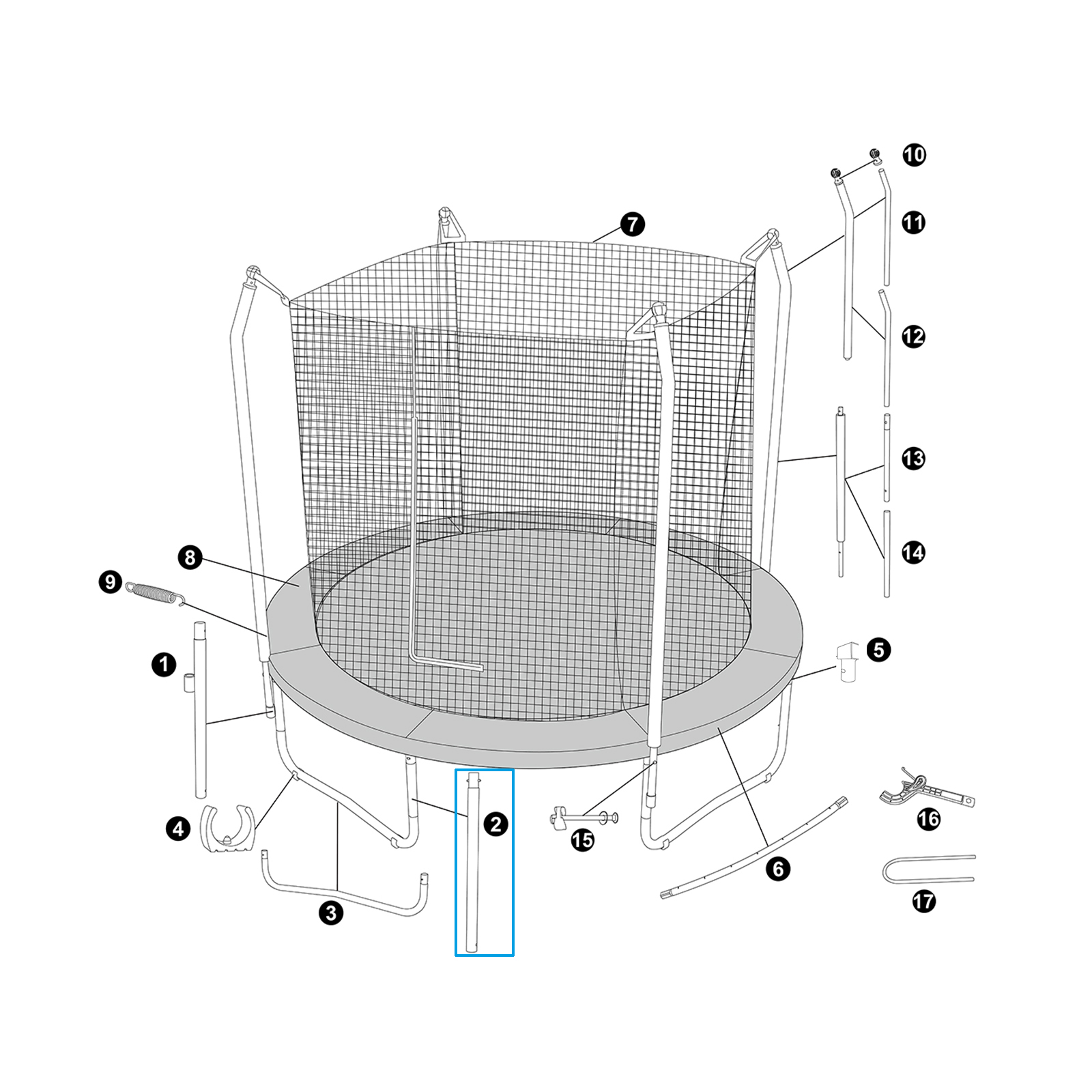 Bestway® Spare Part Vertical Leg B for 8' x 7'2.5"/2.44m x 2.20m Xtreme Air Trampoline