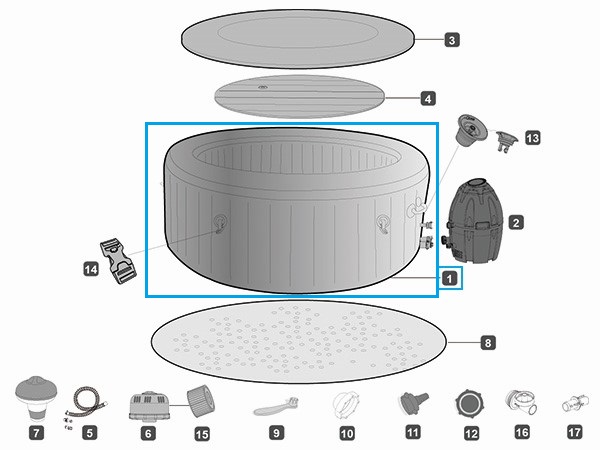 Bestway® Spare Part Liner rattan optics (grey) for Lay-Z-SPA® Honolulu AirJet™ Whirlpool Ø 196 x 71 cm Bestway® Spare Part Liner rattan optics (grey) for Lay-Z-SPA® Honolulu AirJet™ Whirlpool Ø 196 x 71 cm