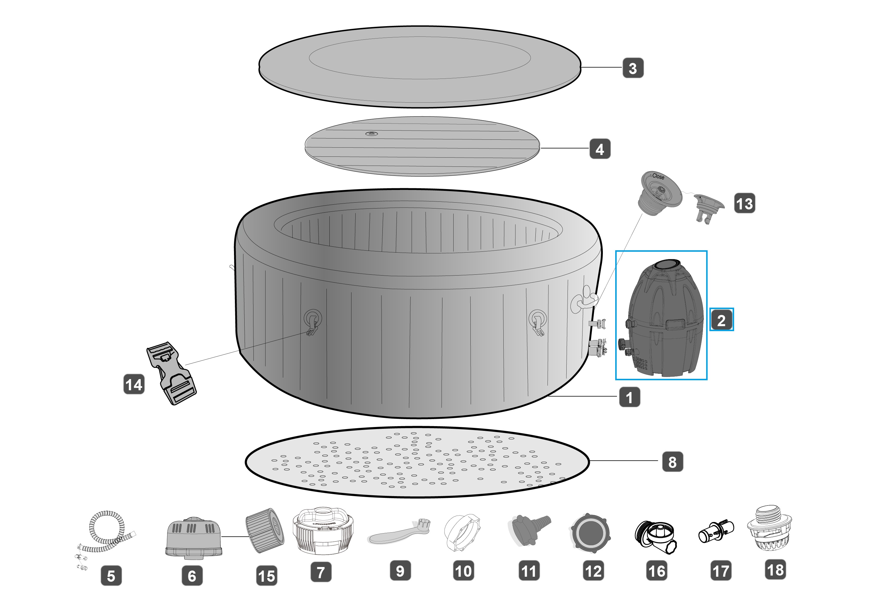 Bestway® Spare Part AirJet™ Pump (beige) for LAY-Z-SPA® Palm Springs AirJet™ (2020) NL Bestway® Spare Part AirJet™ Pump (beige) for LAY-Z-SPA® Palm Springs AirJet™ (2020) NO