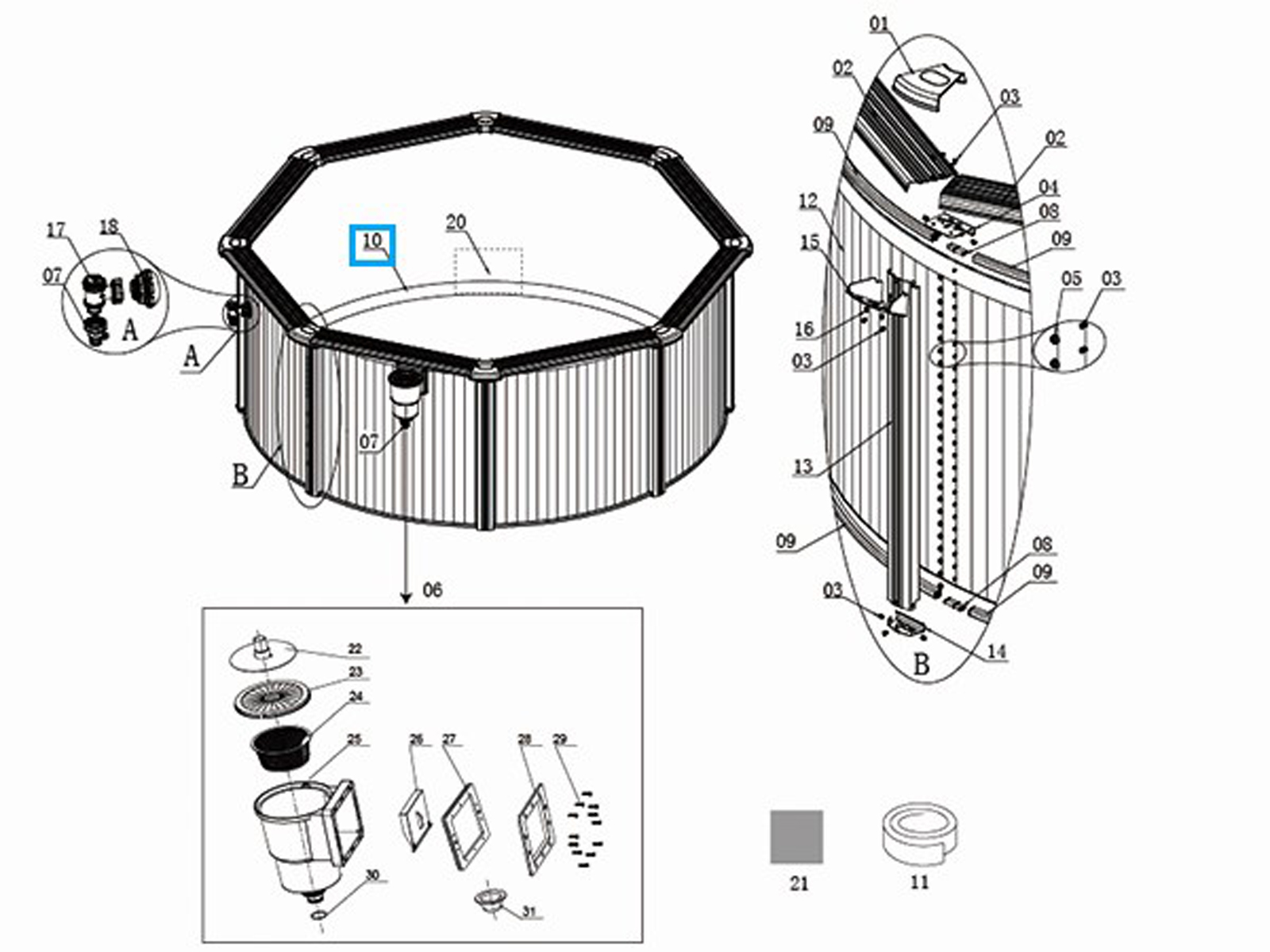 Bestway® Spare Part Hydrium 15' x 48"/4.60m x 1.20m pool liner