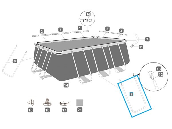 Bestway® Spare Part U-Shaped beam A (grey) for Power Steel™ frame pools 404x201 / 427x250 x 100 cm, angular Bestway® Spare Part U-Shaped beam A (grey) for Power Steel™ frame pools 404x201 / 427x250 x 100 cm, angular