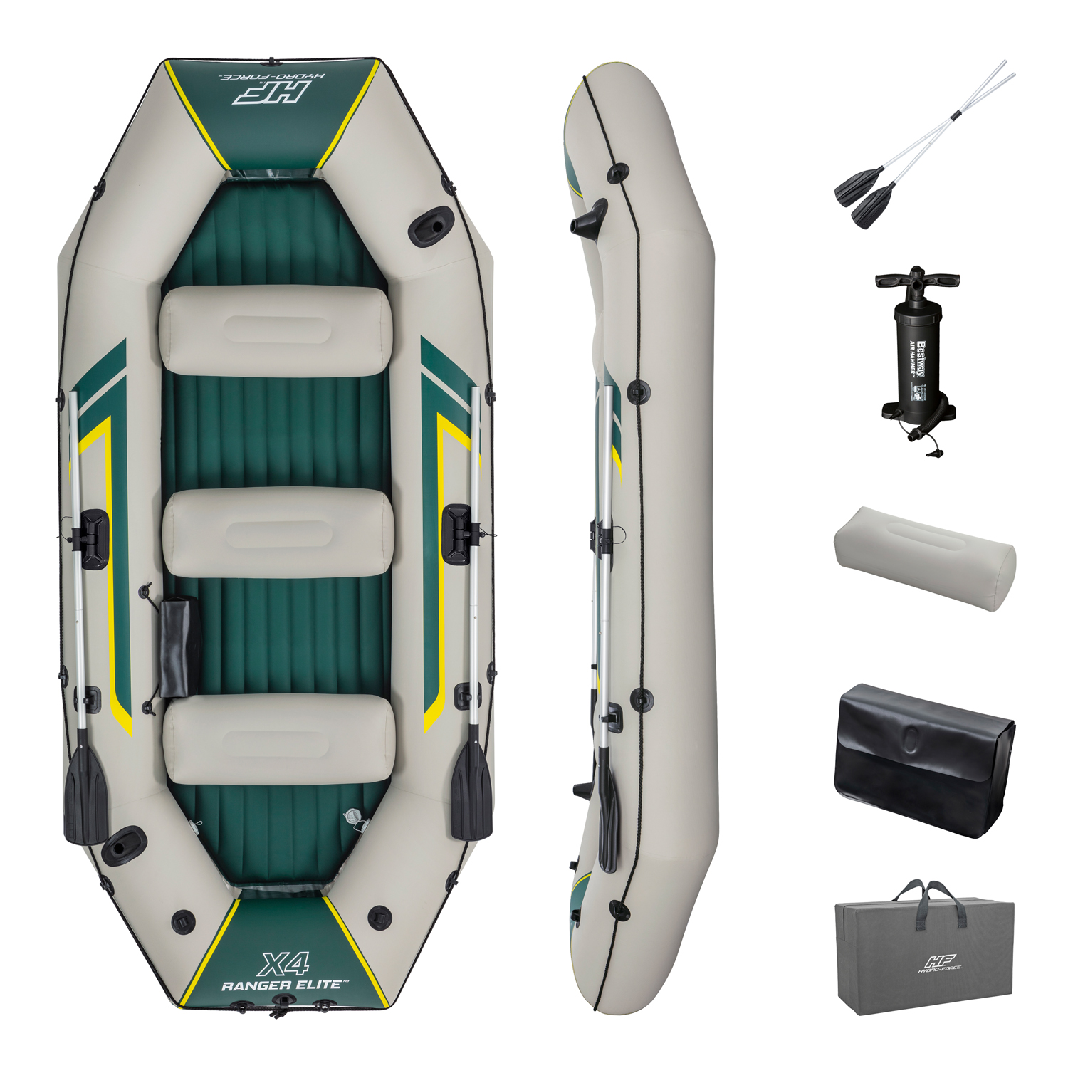 Hydro-Force™ Schlauchboot Komplett-Set Ranger Elite™ X4 320 x 148 x 47 cm