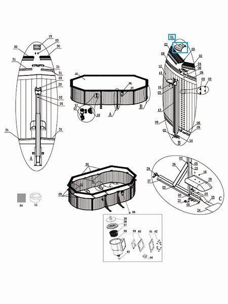 Bestway® Spare Part Upper joint protector (white) for Hydrium™ pools 300/360/460 x 120 cm, round